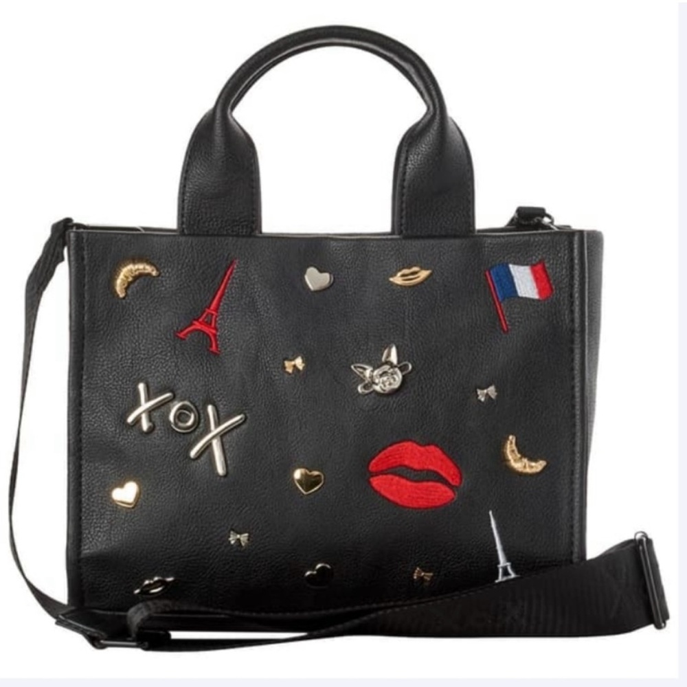 Betsey Johnson Black Tote with Whimsical Embellishments EUC